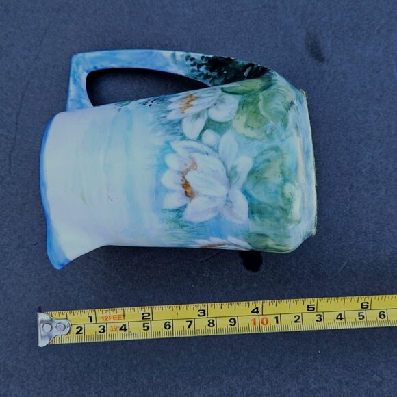 Antique Hand Painted Rosenthal Water Lily Porcelain Creamer Pitcher Art Nouveau - Picture 3 of 10
